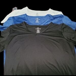 Real Essentials White, Black, and Blue Athletic T-Shirts